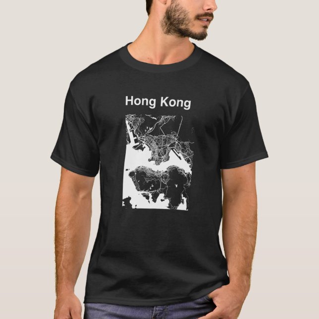Hong Kong China Classic City Map Graphic T-Shirt (Vorderseite)