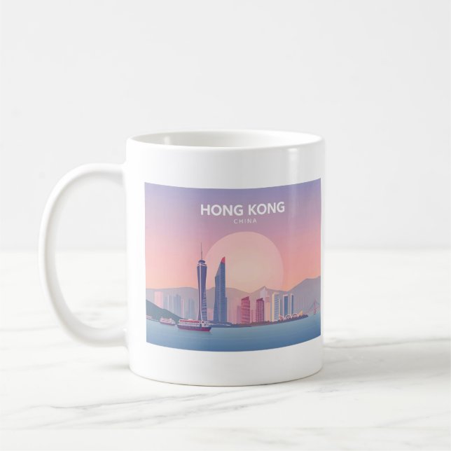 Hong Kong China Pastel Travel Design Kaffeetasse (Links)