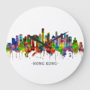 Hong Kong China Skyline Große Wanduhr