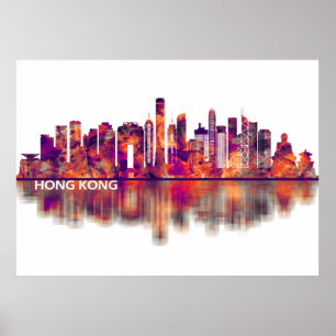 Hong Kong China Skyline Poster