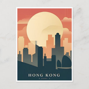 Hong Kong China Travel Art Vintag Chinesisch asiat Postkarte