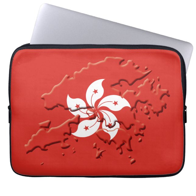 HONG KONG Flag Map Patriotic Computer Laptopschutzhülle (Vorderseite)
