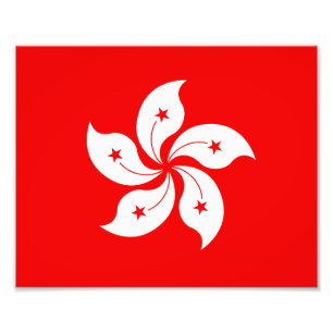Hong Kong Flag White Orchid Symbol Fotodruck
