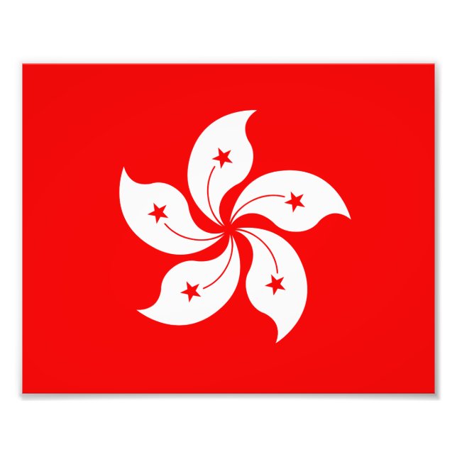 Hong Kong Flag White Orchid Symbol Fotodruck (Vorne)