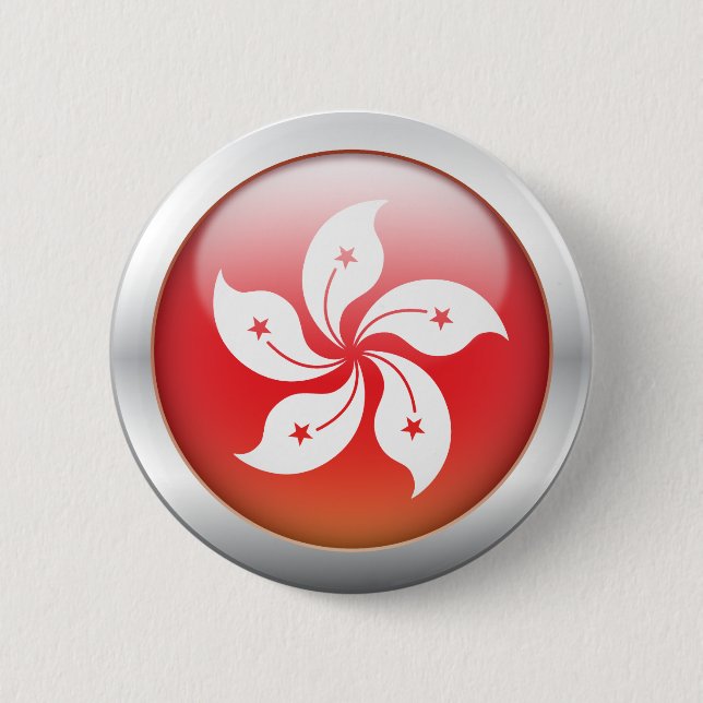 Hong Kong-Flagge "Kugel " Button (Vorderseite)
