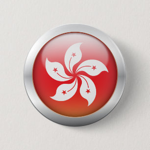 Hong Kong-Flagge "Kugel " Button