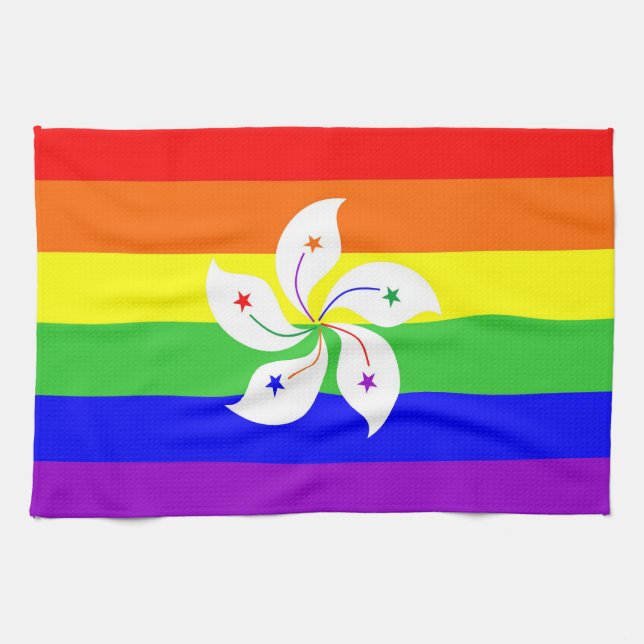 hong kong Gay stolze Regenbogenflagge homosexuell Küchentuch (Horizontal)