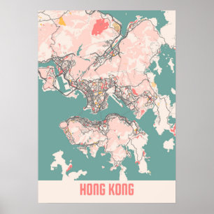 Hong Kong - Hong Kong Chalk City Map Poster