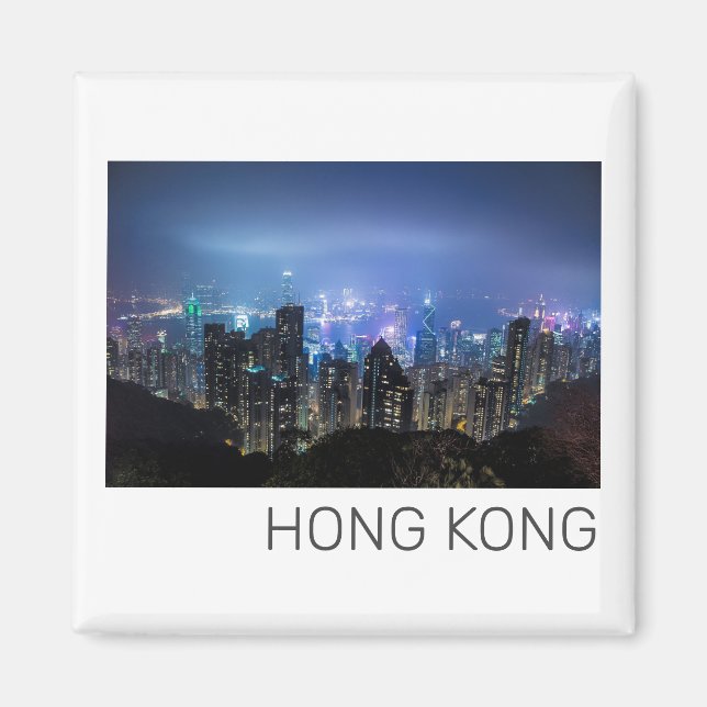 Hong Kong Island Skyline Panorama Night Souvenir Magnet (Vorne)