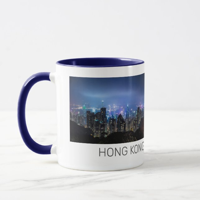 Hong Kong Island Skyline Panorama Night Souvenir Tasse (Links)
