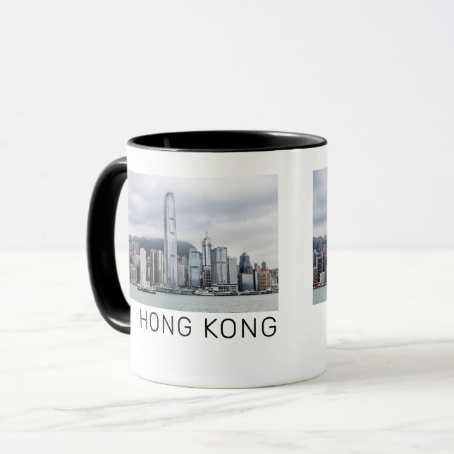 Hong Kong Island Skyline Retro City Vintag Tasse (Vorderseite Links)