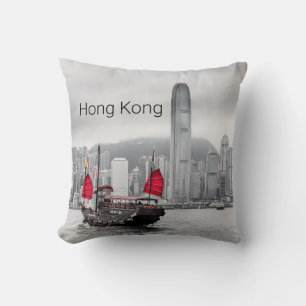 Hong Kong Island Skyline Vintage Panorama Souvenir Kissen