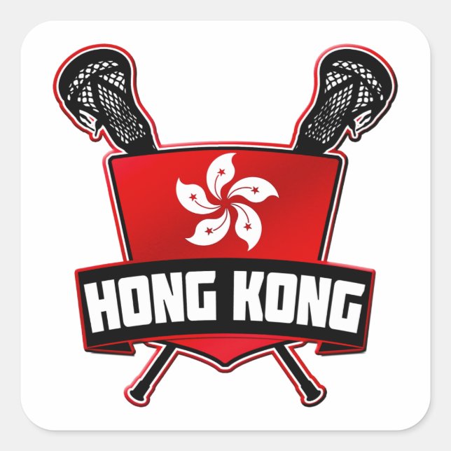 Hong Kong Lacrosse Quadratischer Aufkleber (Vorderseite)