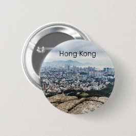 Hong Kong Lion Rock Hill Skyline Panorama Souvenir Button