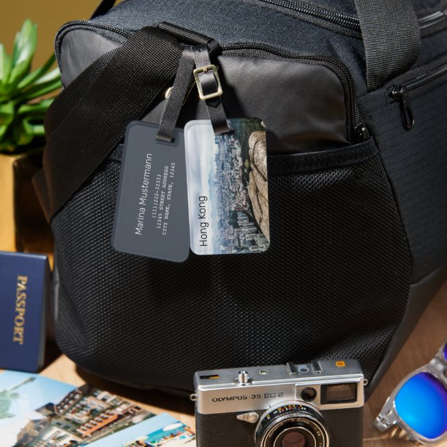 Hong Kong Lion Rock Hill Skyline Panorama Souvenir Gepäckanhänger (Vorderseite & Rückseite)