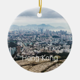 Hong Kong Lion Rock Hill Skyline Panorama Souvenir Keramik Ornament