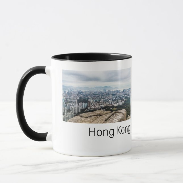 Hong Kong Lion Rock Hill Skyline Panorama Souvenir Tasse (Links)