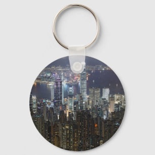 Hong Kong-NachtSkyline Schlüsselanhänger