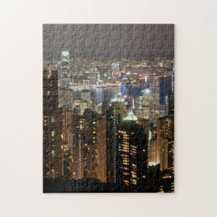Hong Kong-NachtSkyline von Victoria-Spitze Puzzle