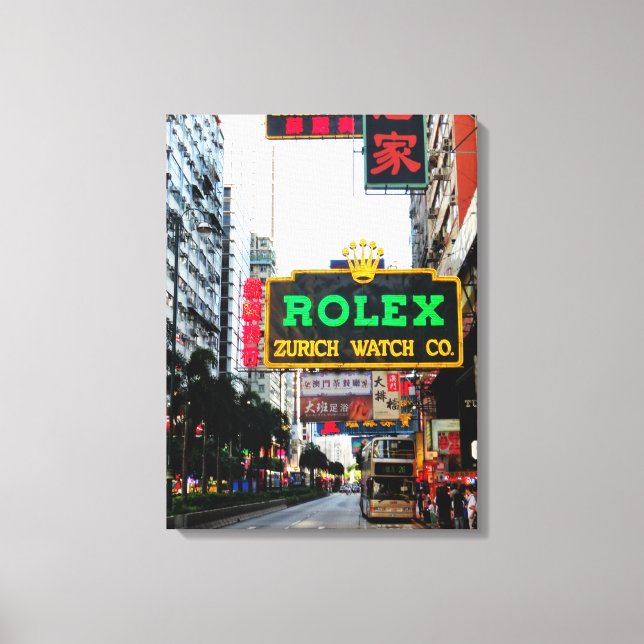 Hong Kong Nathan Road Stretched Canvas Print Leinwanddruck (Vorderseite)
