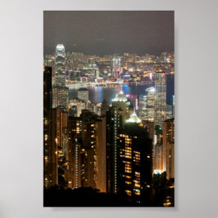 Hong Kong Night Skyline von Victoria Peak Poster