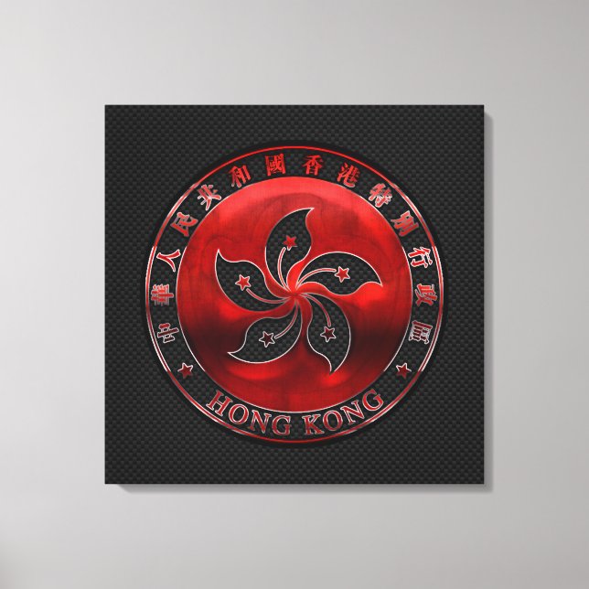 Hong Kong Ruby Orchid Inlay auf Carbon Fibre Print Leinwanddruck (Vorderseite)