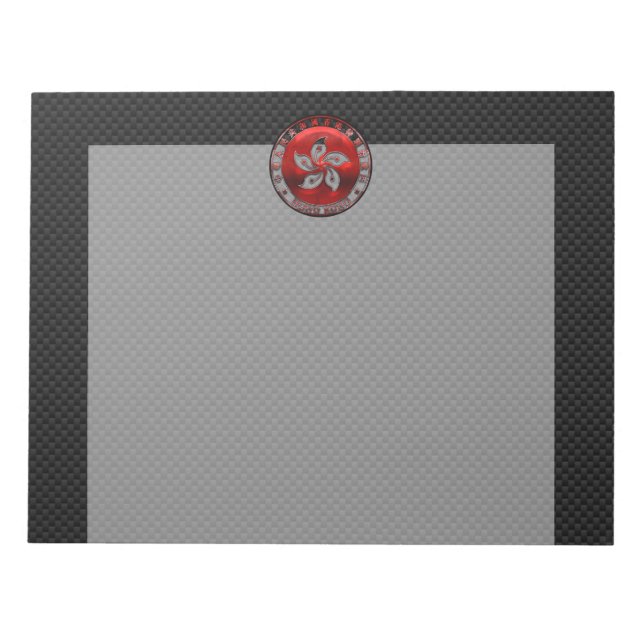 Hong Kong Ruby Orchid Inlay auf Carbon Fibre Print Notizblock (Vorderseite)
