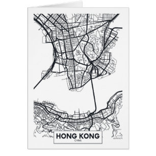 Hong Kong, Schwarzweiss-Stadt-Karte der China-