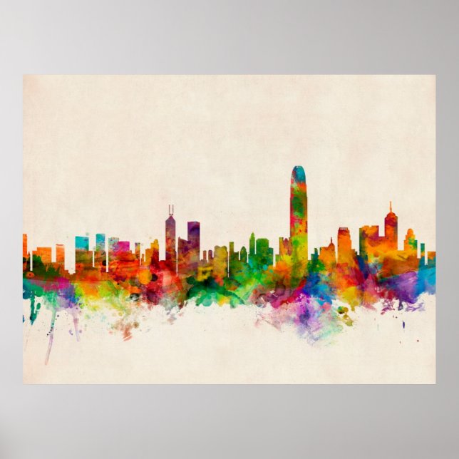 Hong Kong Skyline Cityscape Poster (Vorne)