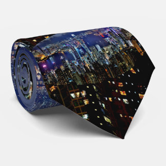 Hong Kong-Stadt-Skyline-Lichter nachts Krawatte