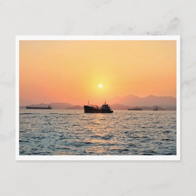 Hong Kong Sunset Postcard Postkarte (Vorderseite)