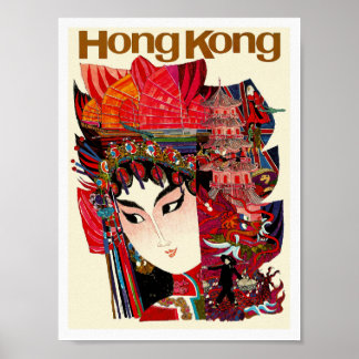 Hong Kong Traditionelles Vintage Travel Poster