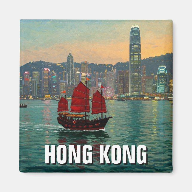 Hong Kong Victoria Harbour Travel Magnet (Vorne)