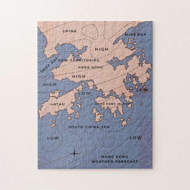 Hong Kong Vintag Weather Map Puzzle (Vertikal)