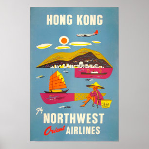 Hong Kong Vintage Travel Poster
