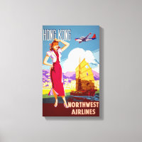 Hong Kong Vintage Travel Poster wiederhergestellt