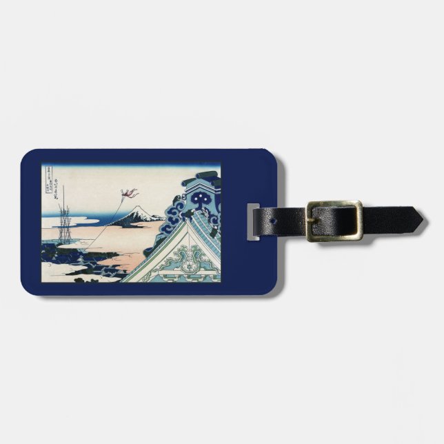Honganji Temple Vista des Fuji Japanese Woodcut Gepäckanhänger (Vorderseite horizontal)