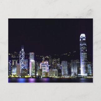 Hongkong bei der Nachtpostkarte Postkarte