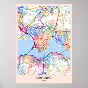 Hongkong China City Map Poster