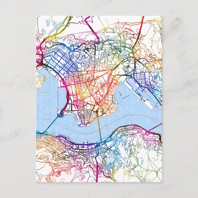 Hongkong China City Map Postkarte (Vorderseite)