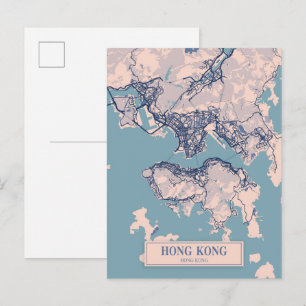 Hongkong China Lockere Stadtplan Reise Postkarte