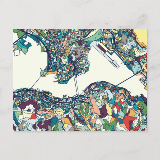 Hongkong, China Map Postkarte (Vorderseite)