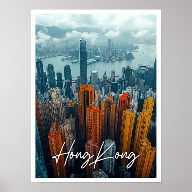 Hongkong China Skyline Top View Poster (Vorne)