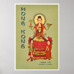 Hongkong Druck China Reiseplakat Kuan Yin Poster