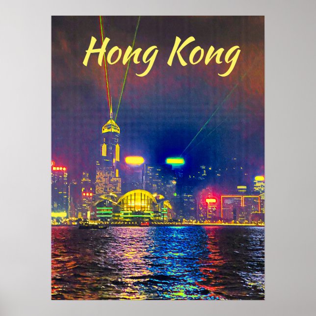 Hongkong durch die moderne Gestaltung der Reisemau Poster (Vorne)