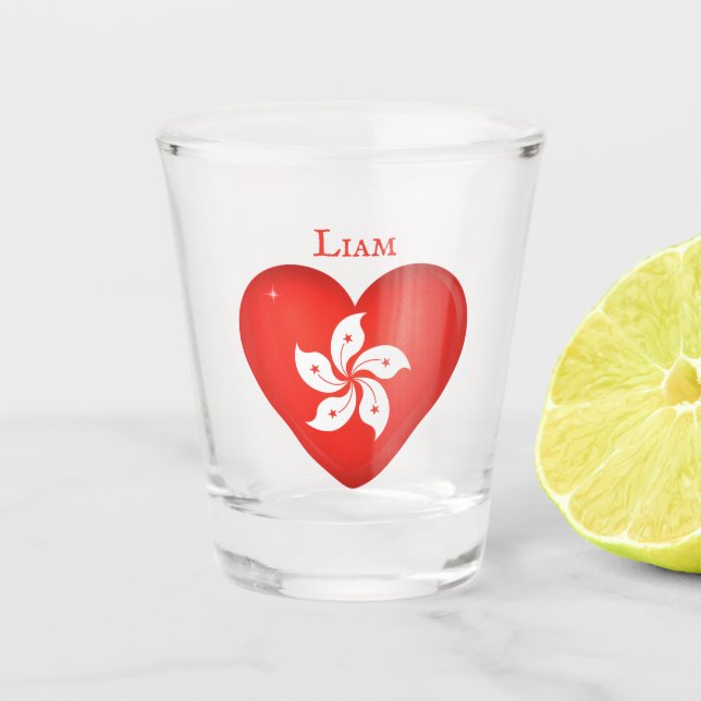 Hongkong Flag Herzstück Personalisiert Schnapsglas (Vorderseite)
