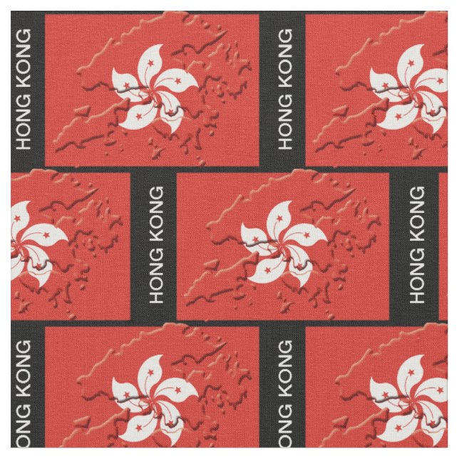 HONGKONG-Flag-Karte mit benutzerdefinierbarem Text Stoff (Nahaufnahme)