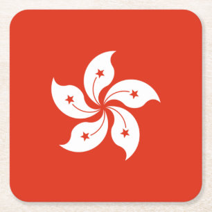 Hongkong-Flagge Rechteckiger Pappuntersetzer