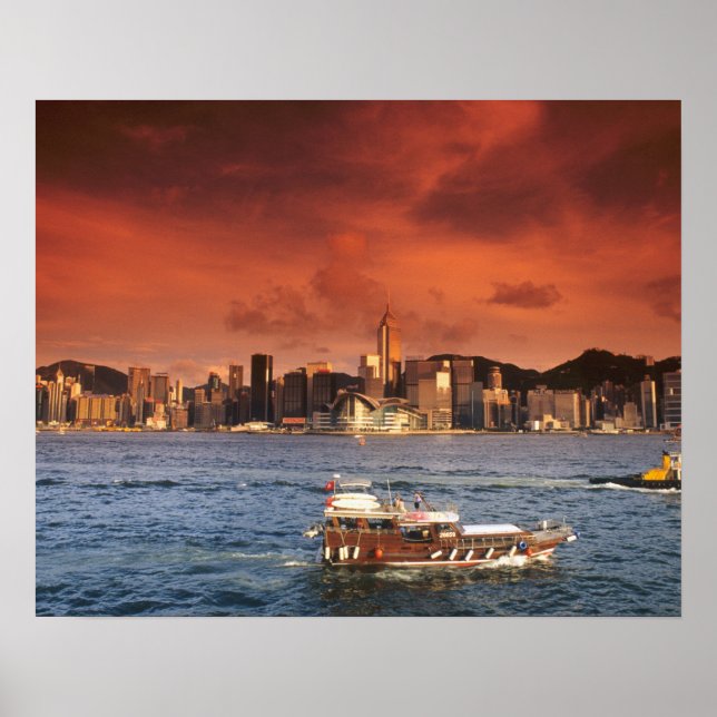 Hongkong Hafen bei Sunset Poster (Vorne)