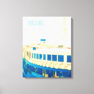 Hongkong Harbour Fährfahrt Vintage Reise Leinwanddruck